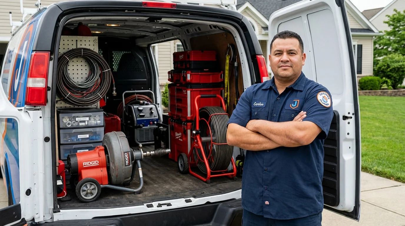 Professional drain cleaning equipment and Johns Plumbing LLC plumber in Purdy