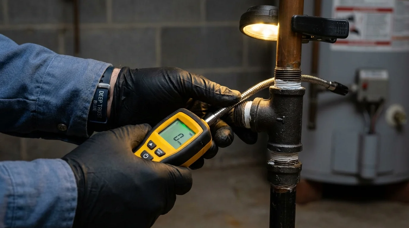 Gas leak detection with electronic sniffer by Johns Plumbing LLC in Purdy