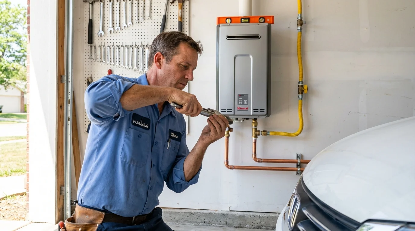 Tankless water heater installation by a Johns Plumbing LLC plumber in Purdy
